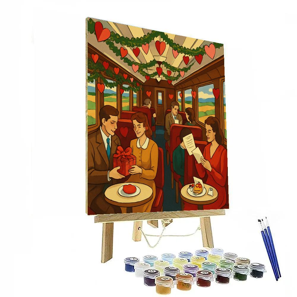 Train Carriage Of Hearts Valentines Day Journey painting number kit