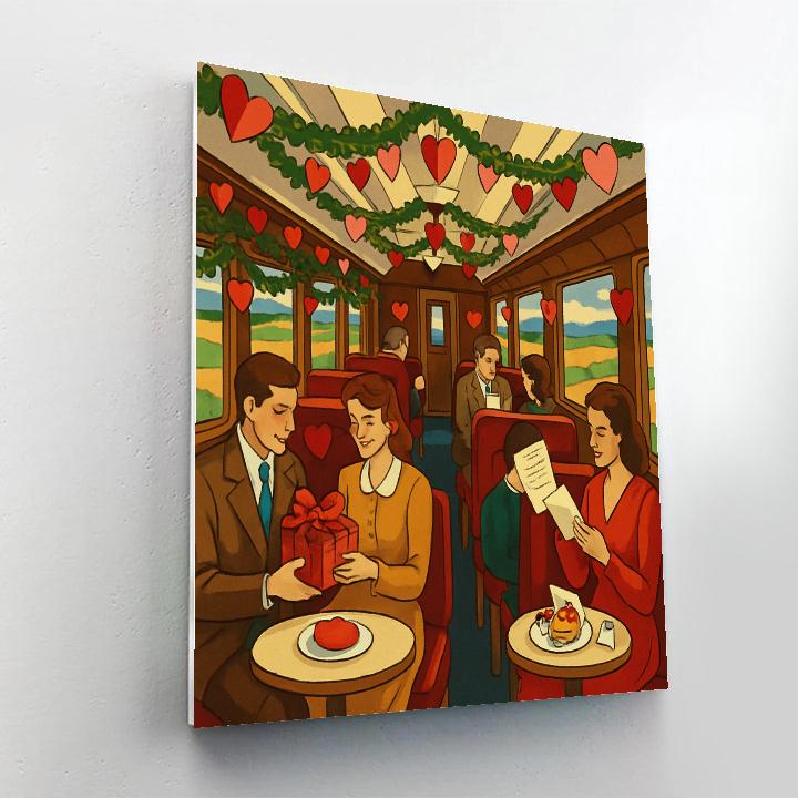 Train Carriage Of Hearts Valentines Day Journey painting number kit