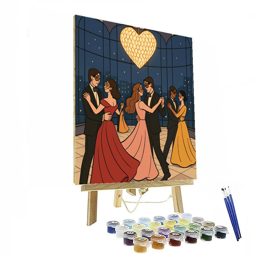 Valentines Day Masquerade In The Glass Ballroom Numbered painting kits