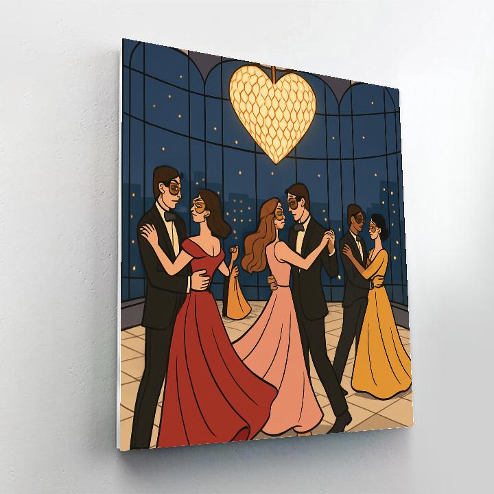 Valentines Day Masquerade In The Glass Ballroom Numbered painting kits
