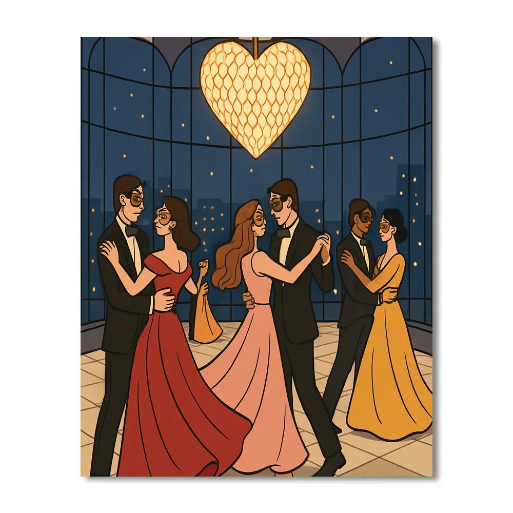 Valentines Day Masquerade In The Glass Ballroom Numbered painting kits