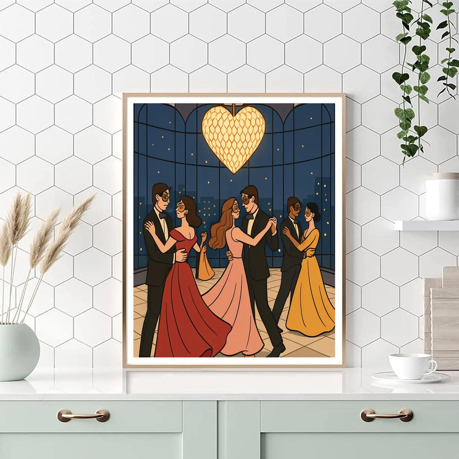 Valentines Day Masquerade In The Glass Ballroom Numbered painting kits