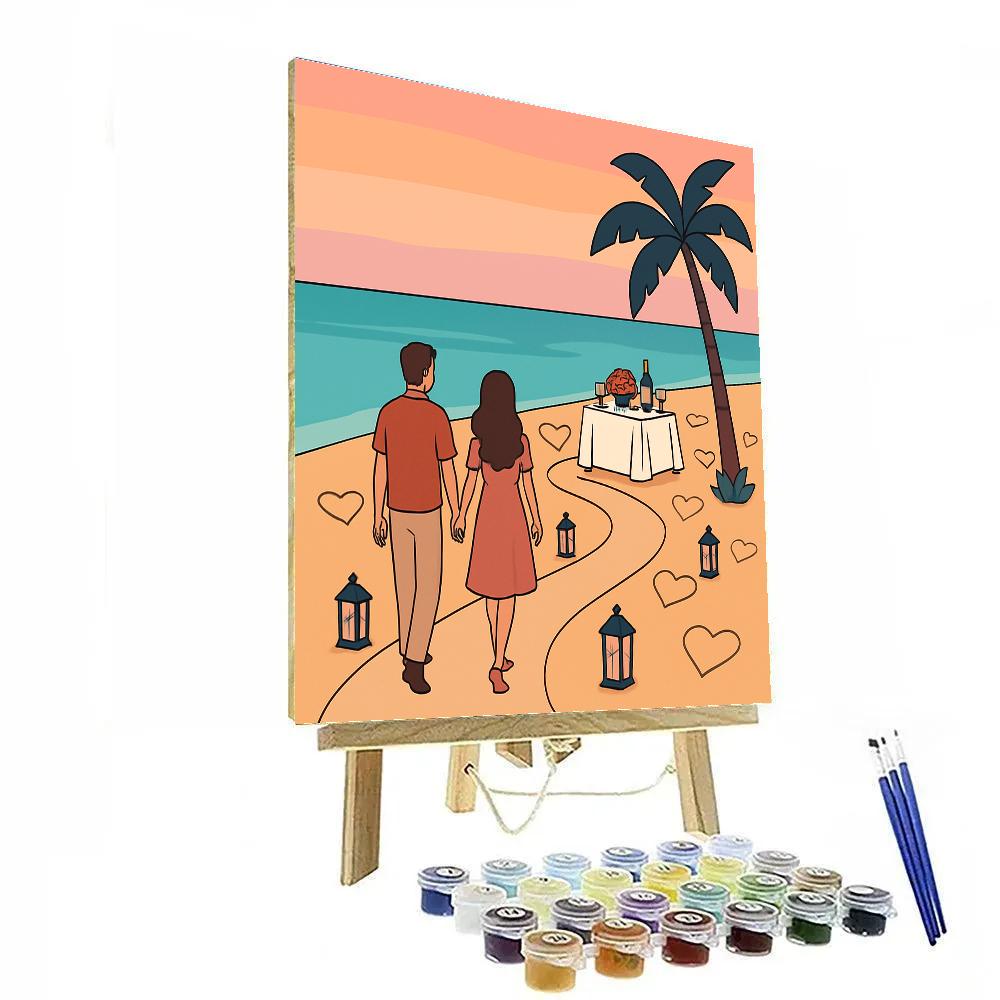 Secluded Beach Pathway Valentines Day Sunset paint by numbers