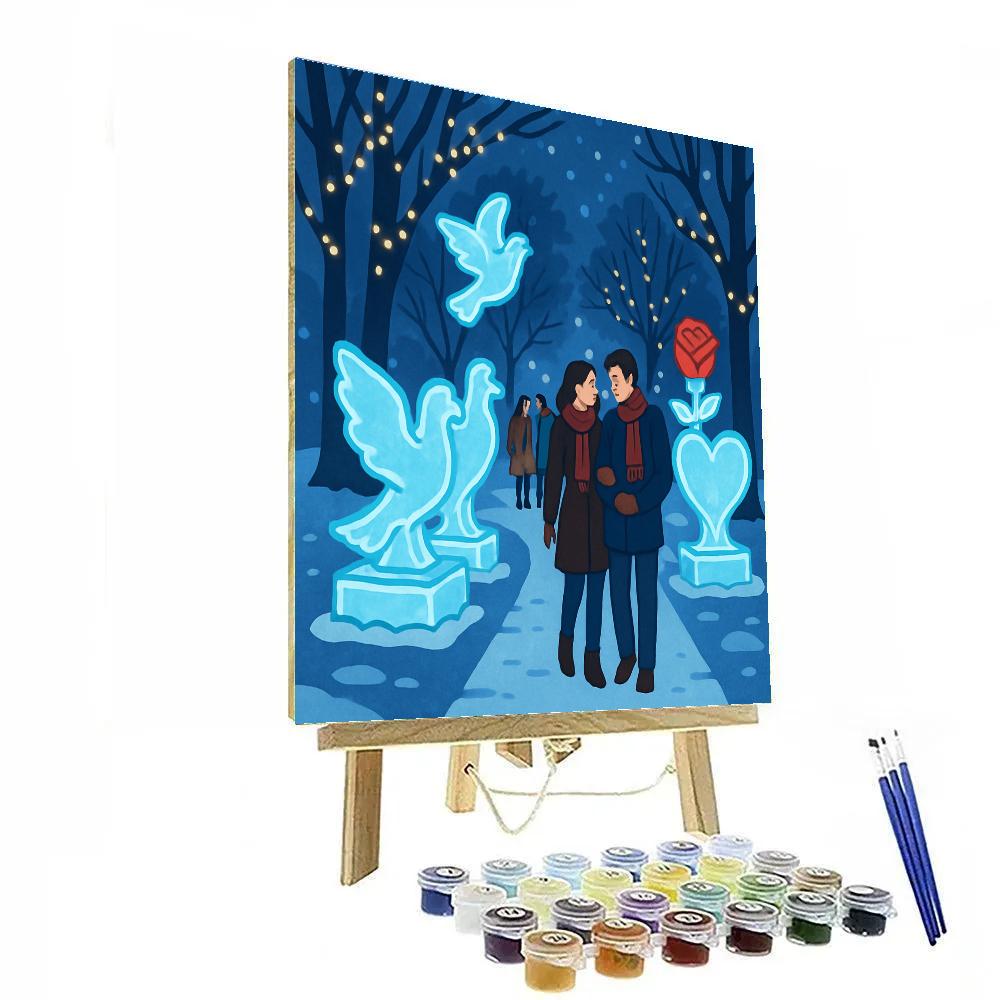 Valentines Day City Park Ice Sculpture Trail paint by color