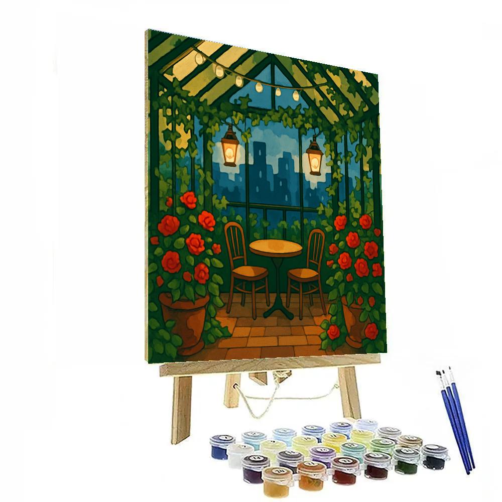 Rooftop Garden Greenhouse Valentines Day Dinner Painting by numbers kit