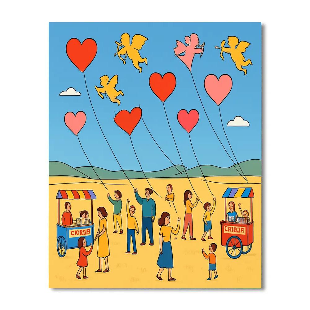 Valentines Day Carnival Of Paper Kites Paint by numbers kits
