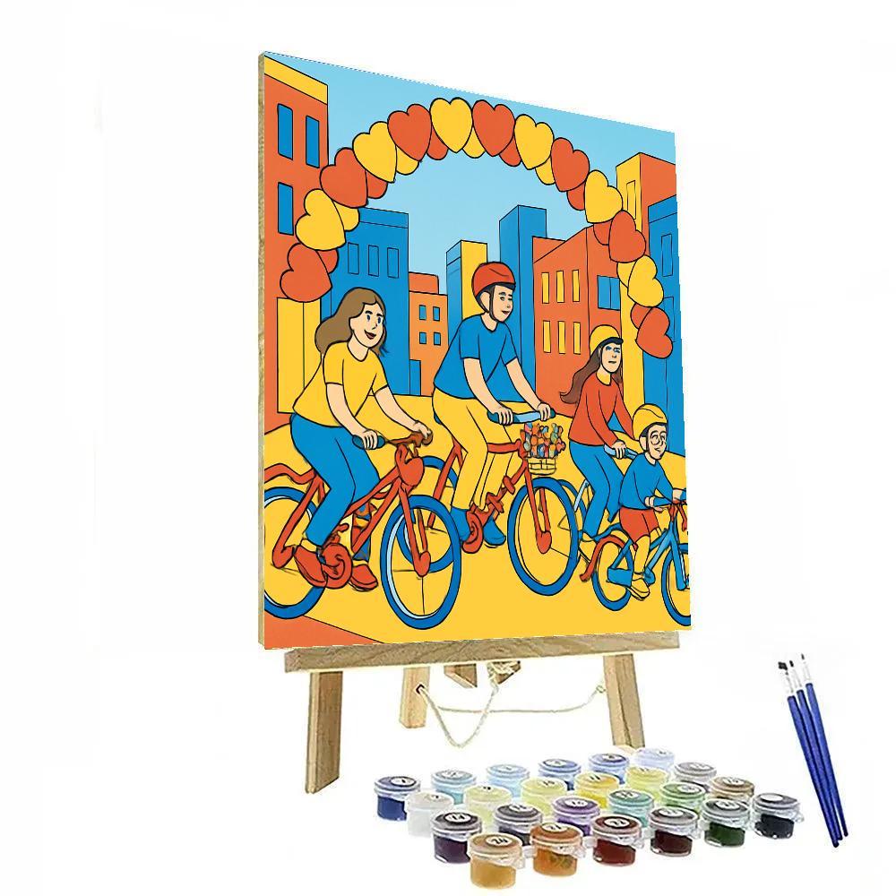 Valentines Day City Bike Parade Of Hearts Numbered painting kits