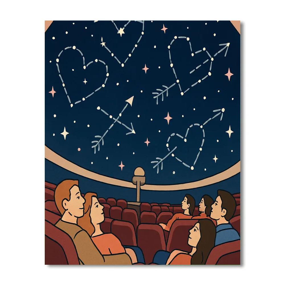 Planetarium Dome Valentines Day Lights paint by numbers