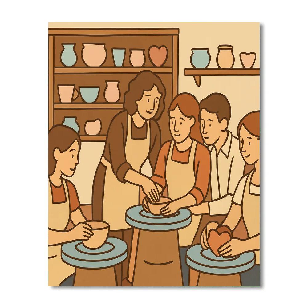 Valentines Day Pottery Studio Evening Class Number painting