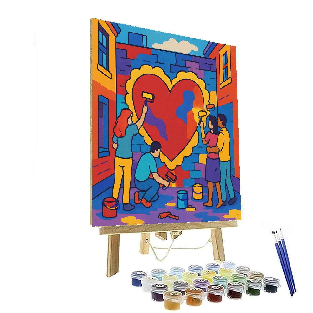 Street Mural Painting Valentines Day Project DIY paint by numbers
