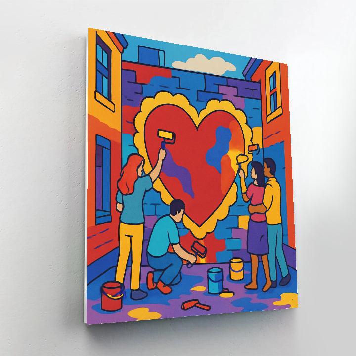 Street Mural Painting Valentines Day Project DIY paint by numbers
