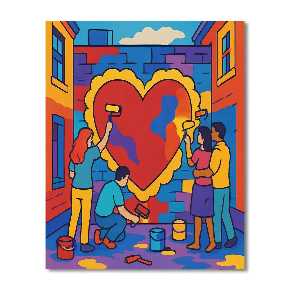 Street Mural Painting Valentines Day Project DIY paint by numbers