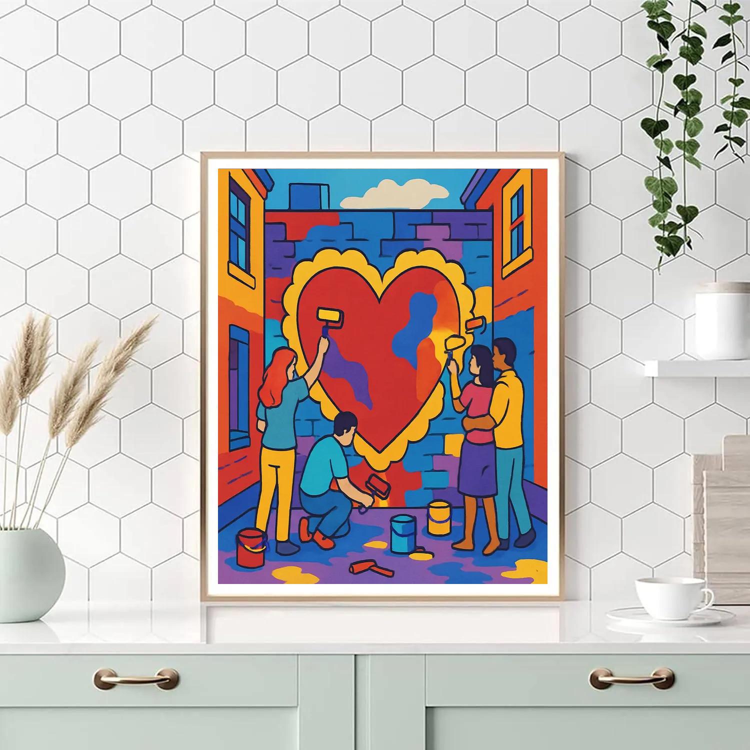 Street Mural Painting Valentines Day Project DIY paint by numbers