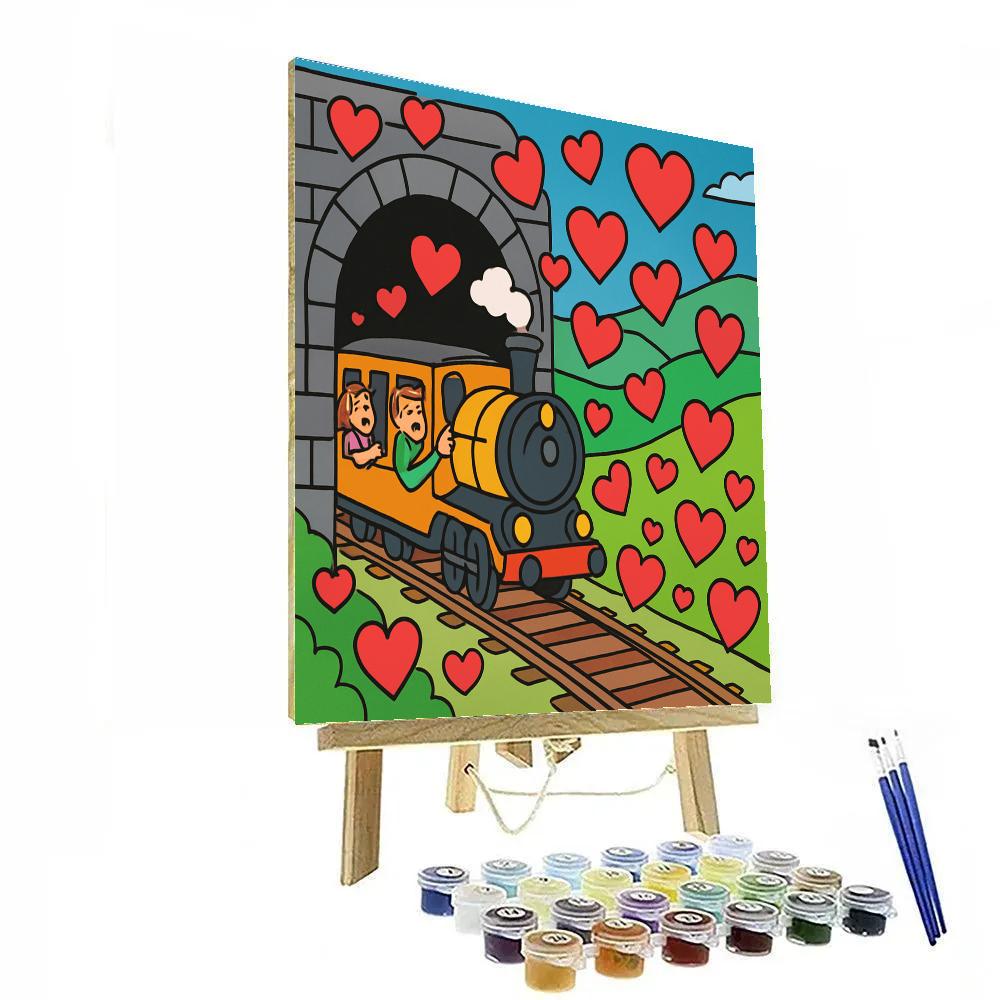 Valentines Day Balloon Filled Train Tunnel Exit DIY paint by numbers