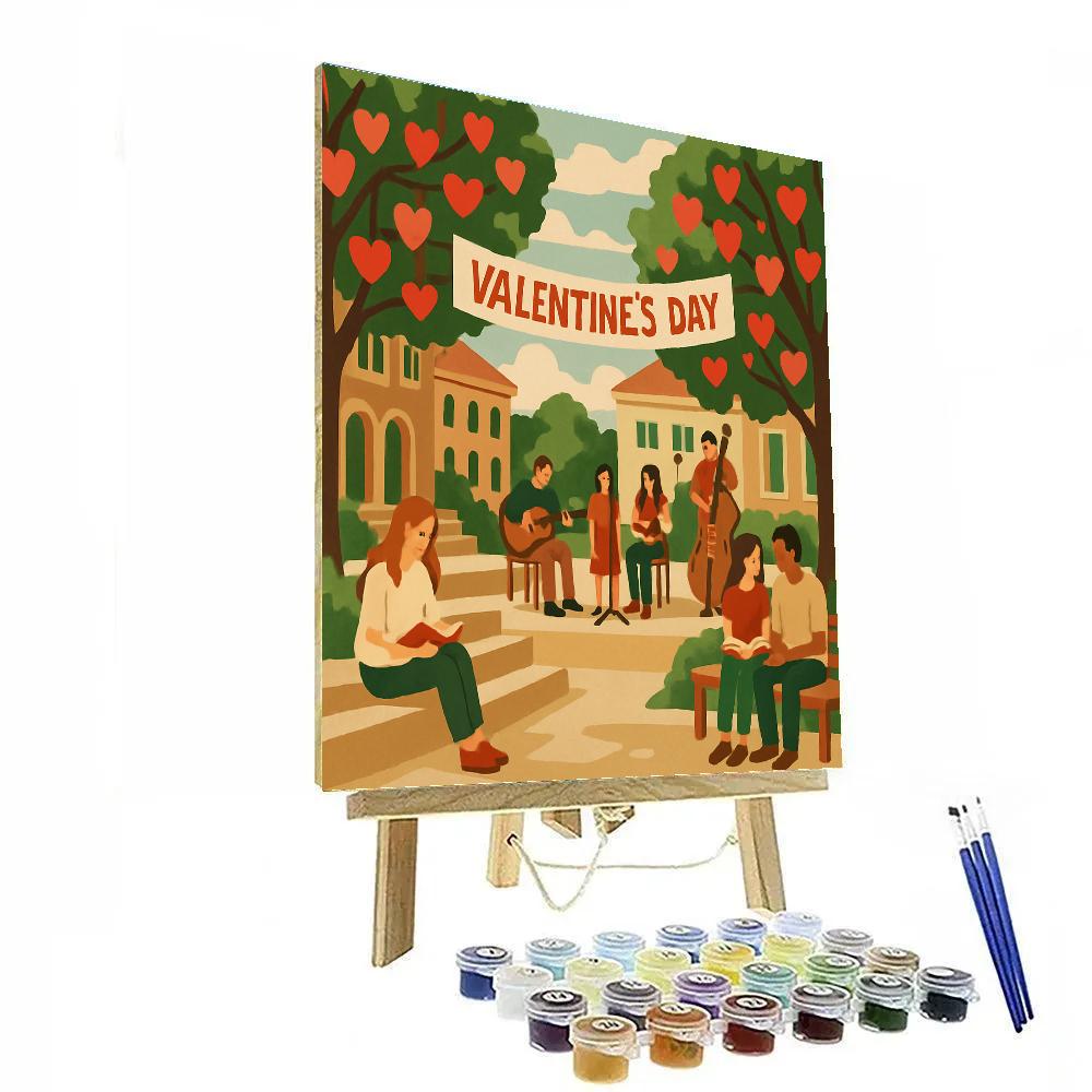 Campus Courtyard Valentines Day Music Break Paint by numbers kits