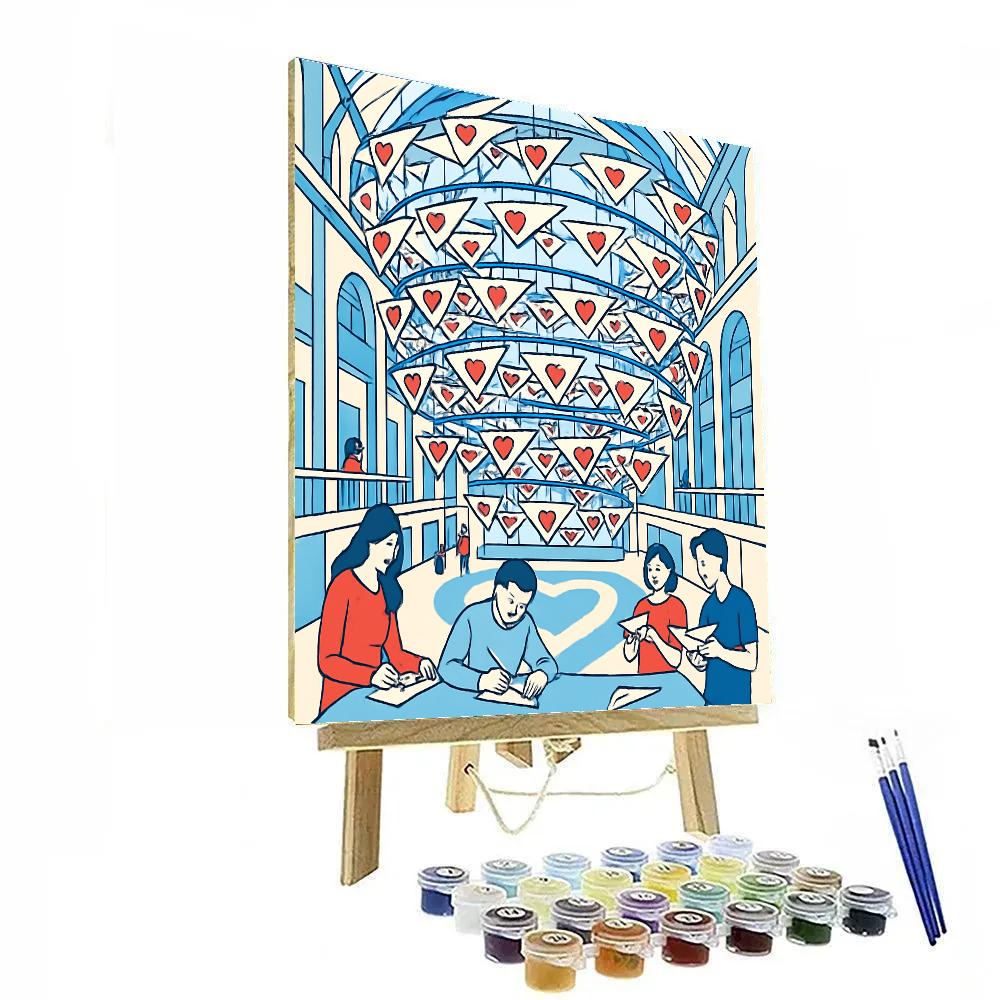 Valentines Day Carousel Of Paper Airplanes Number painting