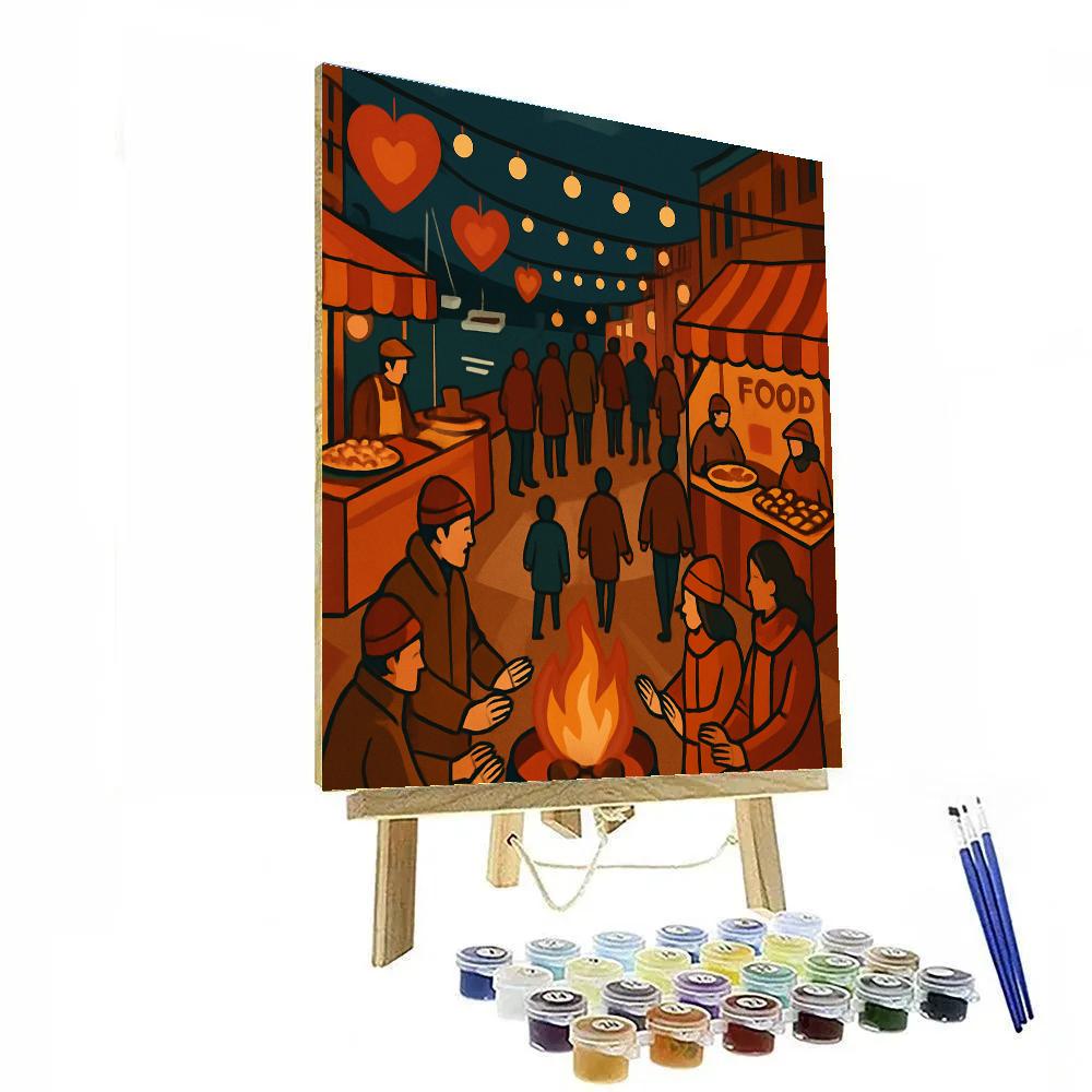 Harbor Fire Pit Valentines Day Street Market paint by color