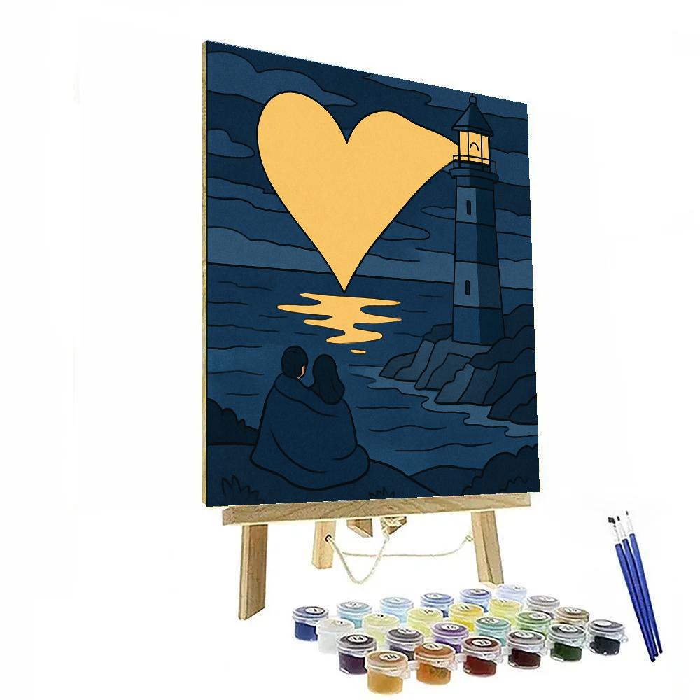 Valentines Day Lighthouse Signal Of Hearts paint by number