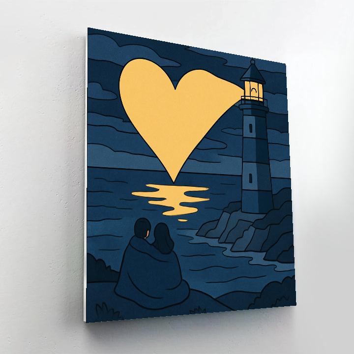 Valentines Day Lighthouse Signal Of Hearts paint by number