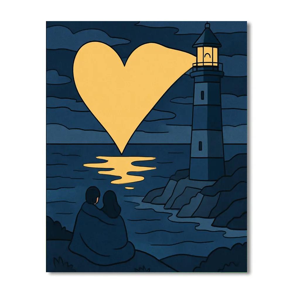 Valentines Day Lighthouse Signal Of Hearts paint by number