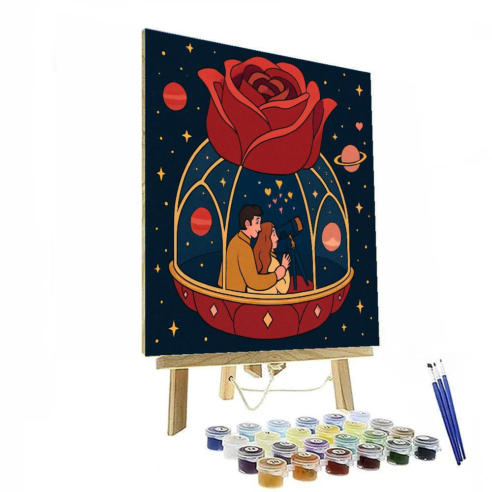 Valentines Day Rose Planet Observatory Number painting