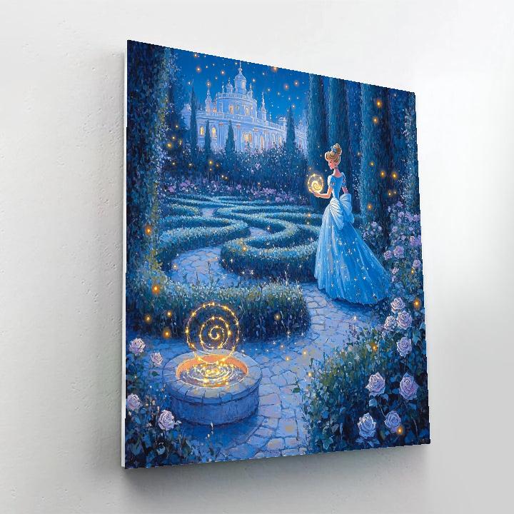 Cinderella Moonlit Glass Garden Number painting