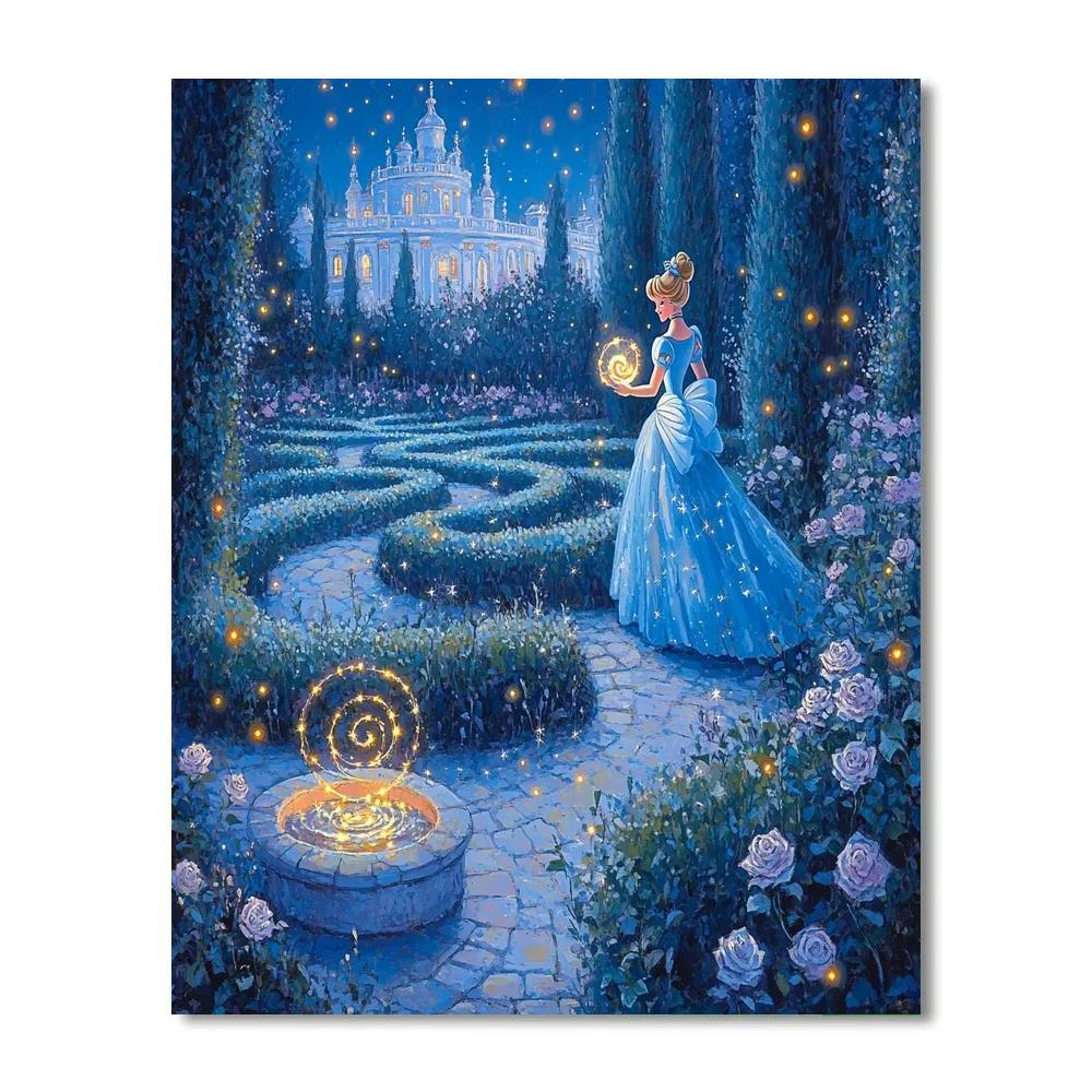 Cinderella Moonlit Glass Garden Number painting