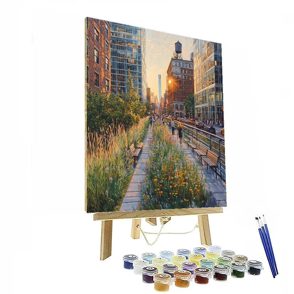 High Line Park At Golden Hour New York City United States DIY paint by numbers