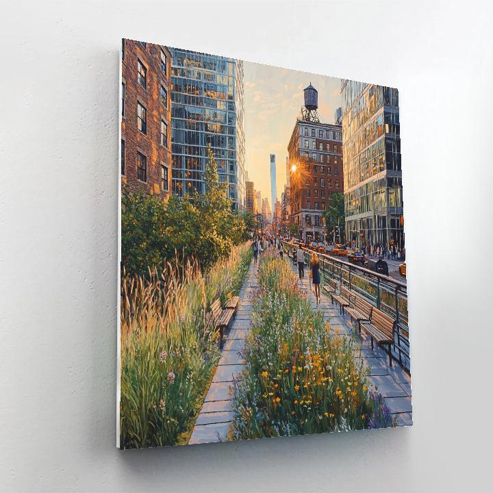 High Line Park At Golden Hour New York City United States DIY paint by numbers