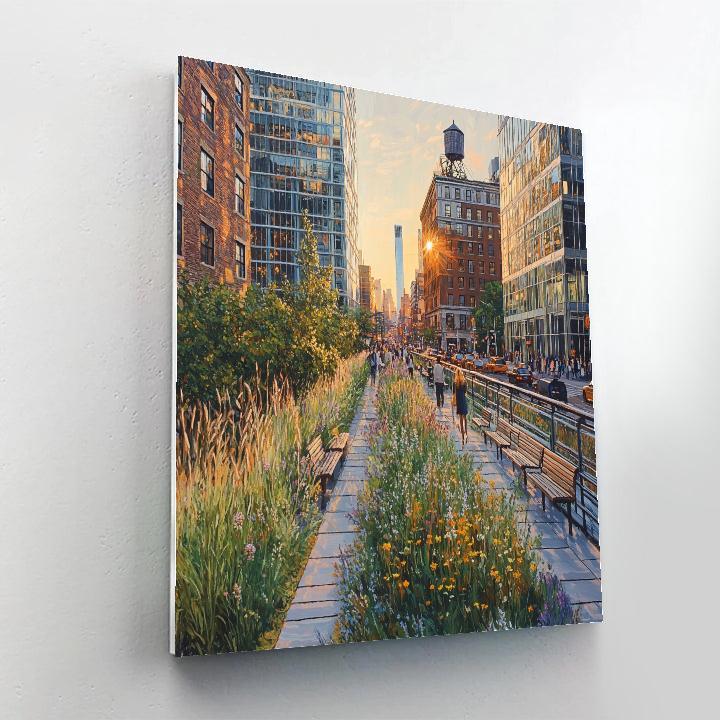 High Line Park At Golden Hour New York City United States DIY paint by numbers