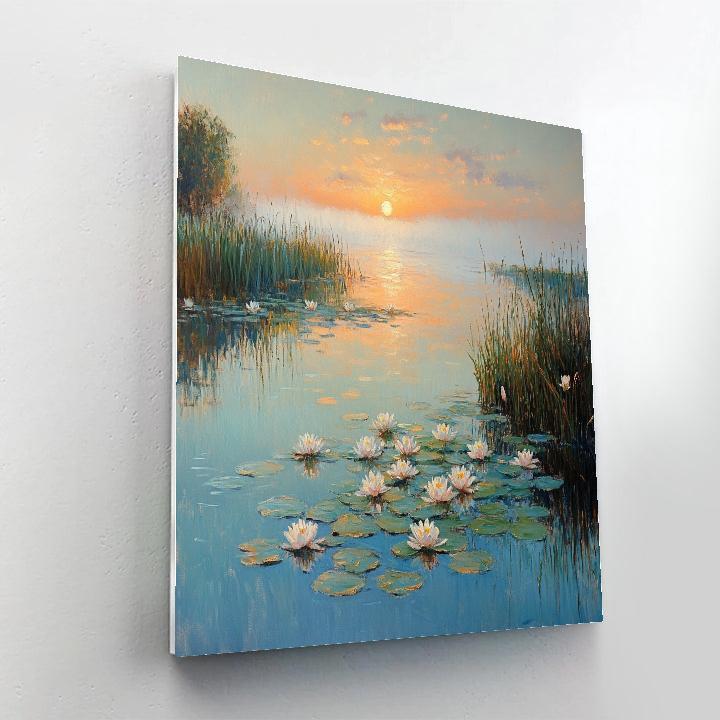 Claude Monet Inspired Sunrise Over Lily Pond Paint by numbers art