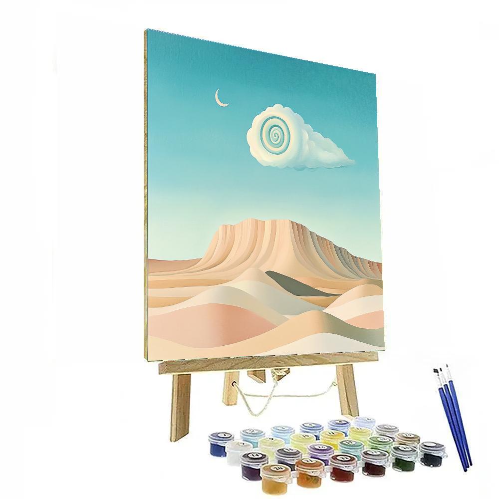 Georgia O’Keeffe Inspired Moonlit Mesa With Spiral Cloud paint by numbers