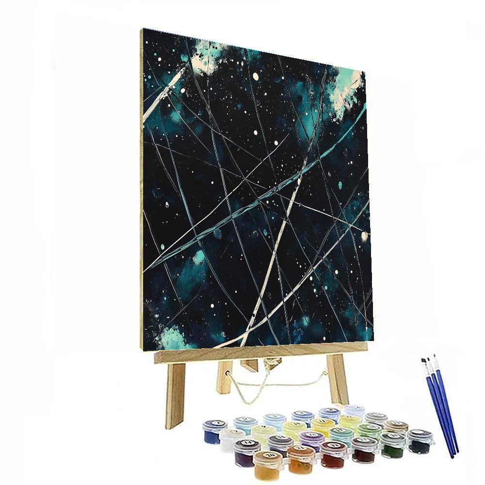 Jackson Pollock Inspired Aurora Static Over Midnight Earth Paint by numbers art
