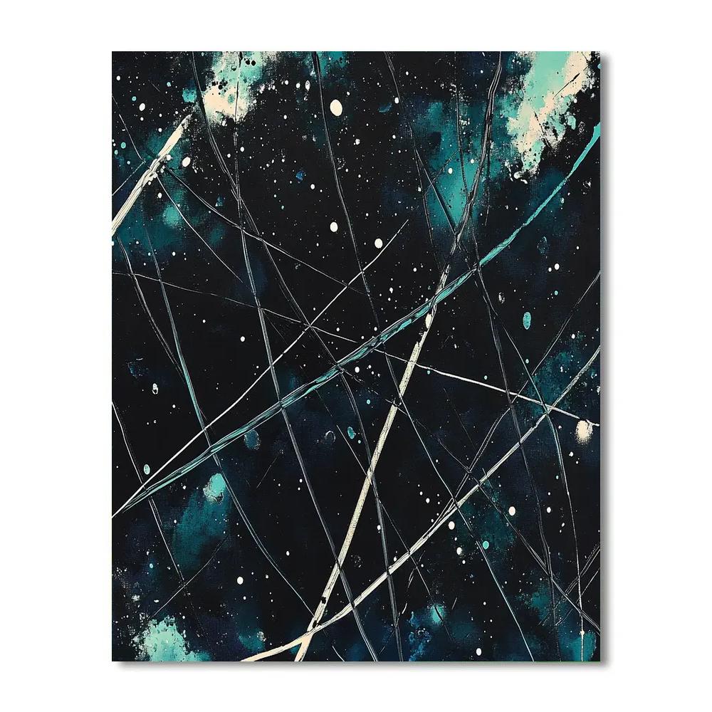 Jackson Pollock Inspired Aurora Static Over Midnight Earth Paint by numbers art