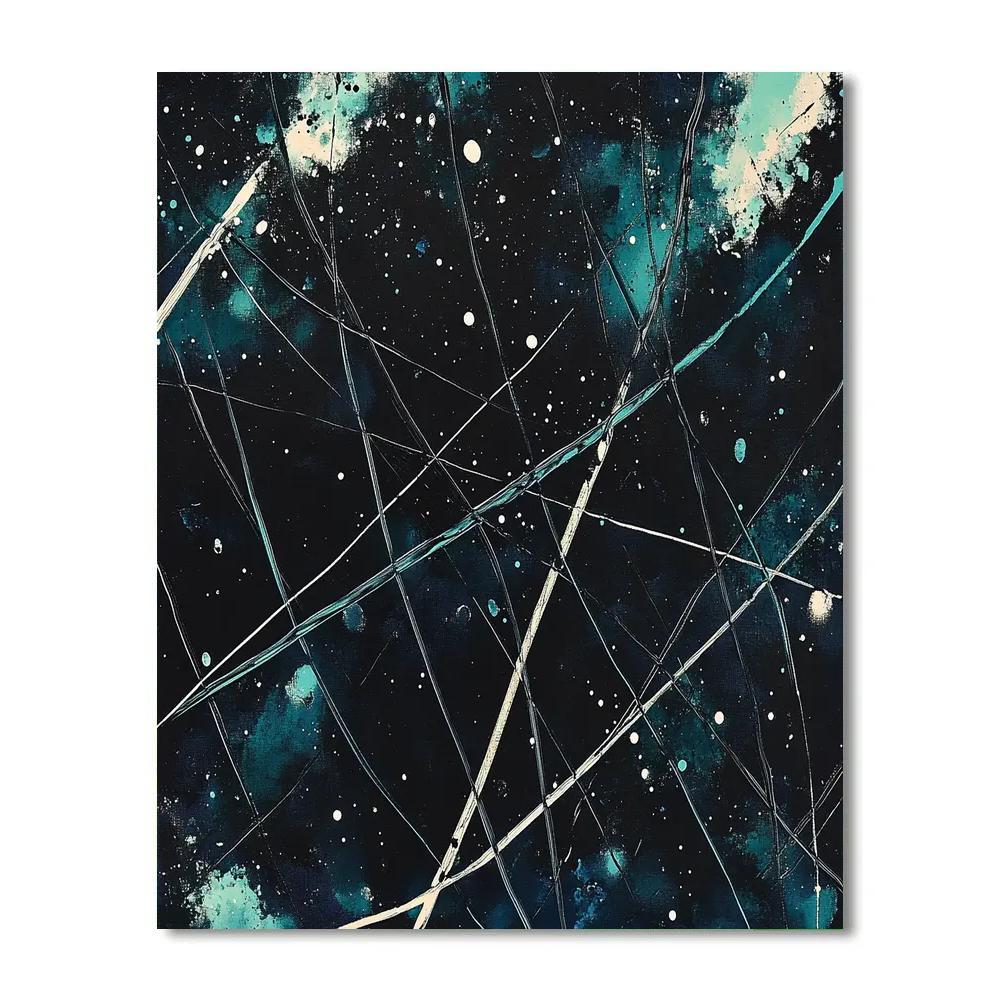 Jackson Pollock Inspired Aurora Static Over Midnight Earth Paint by numbers art