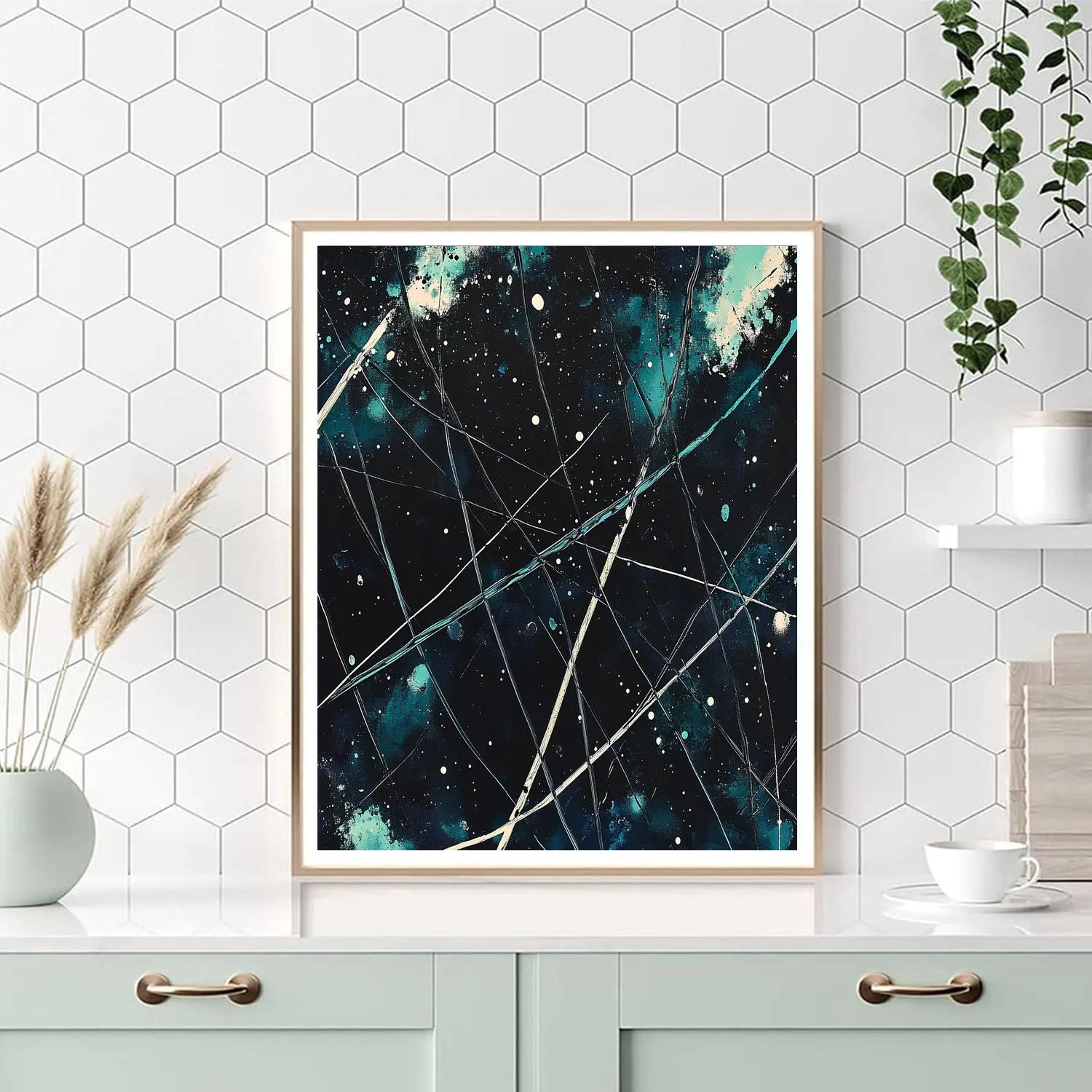 Jackson Pollock Inspired Aurora Static Over Midnight Earth Paint by numbers art