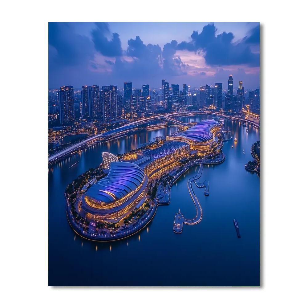Aerial View Of Marina Bay Sands And Waterfront Singapore Painting by numbers kit