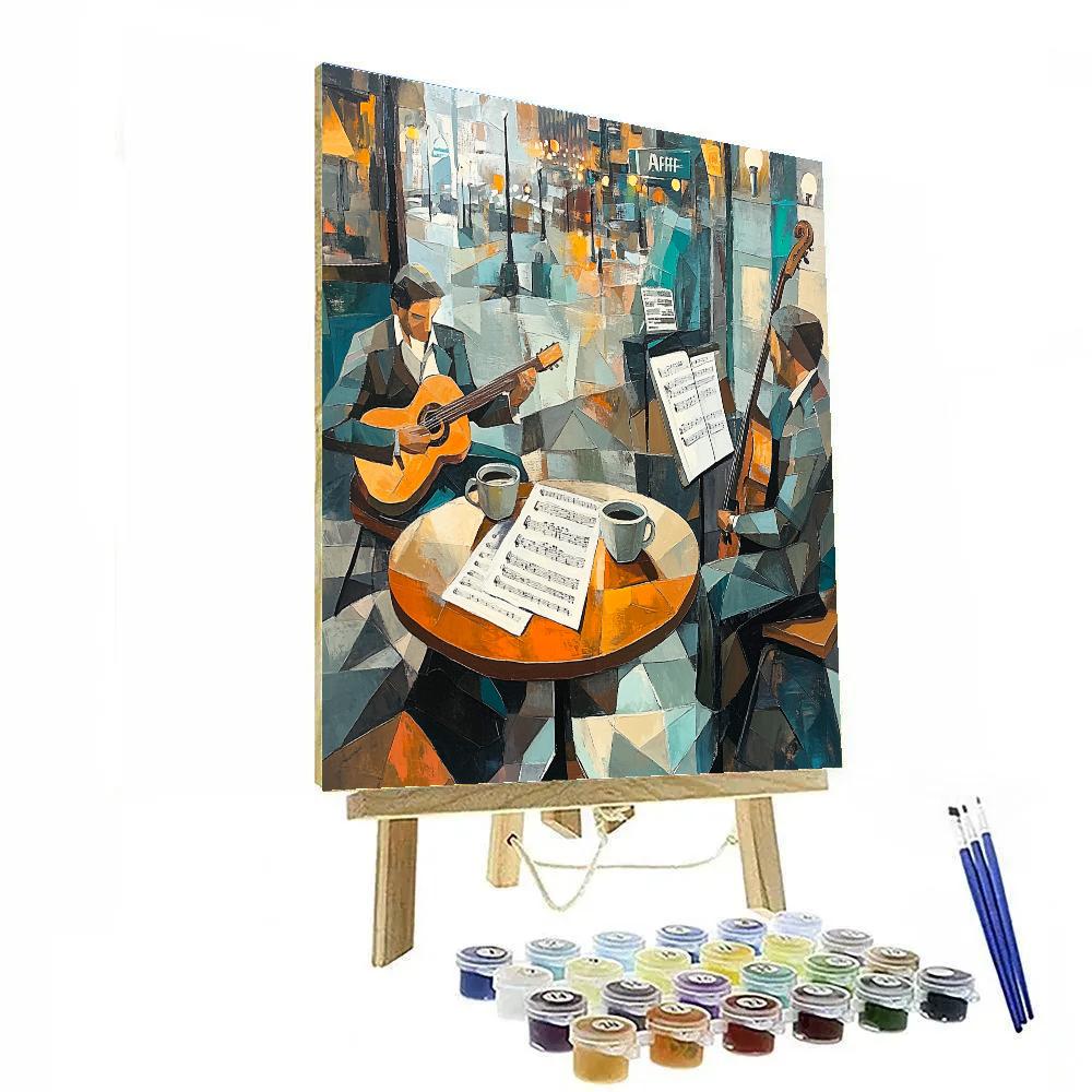 Pablo Picasso Inspired Abstract Cafe Musicians paint by color