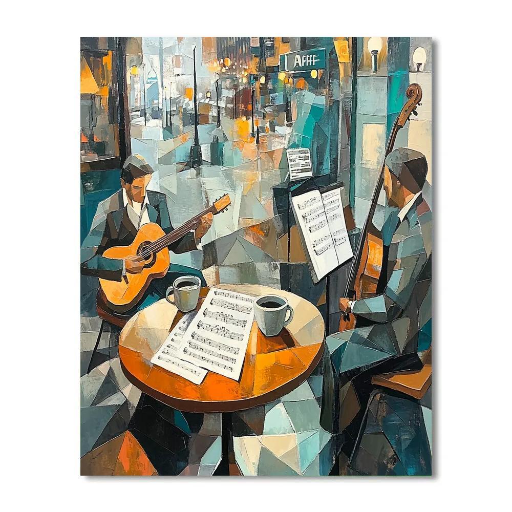 Pablo Picasso Inspired Abstract Cafe Musicians paint by color