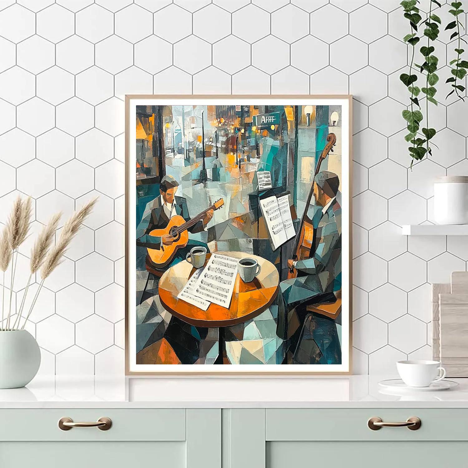 Pablo Picasso Inspired Abstract Cafe Musicians paint by color