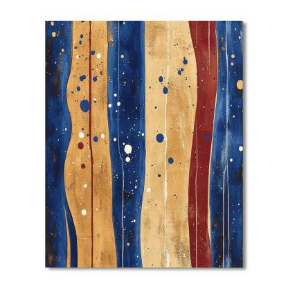 Jackson Pollock Inspired Monsoon Pressure Field In Ochre And Cobalt paint by numbers