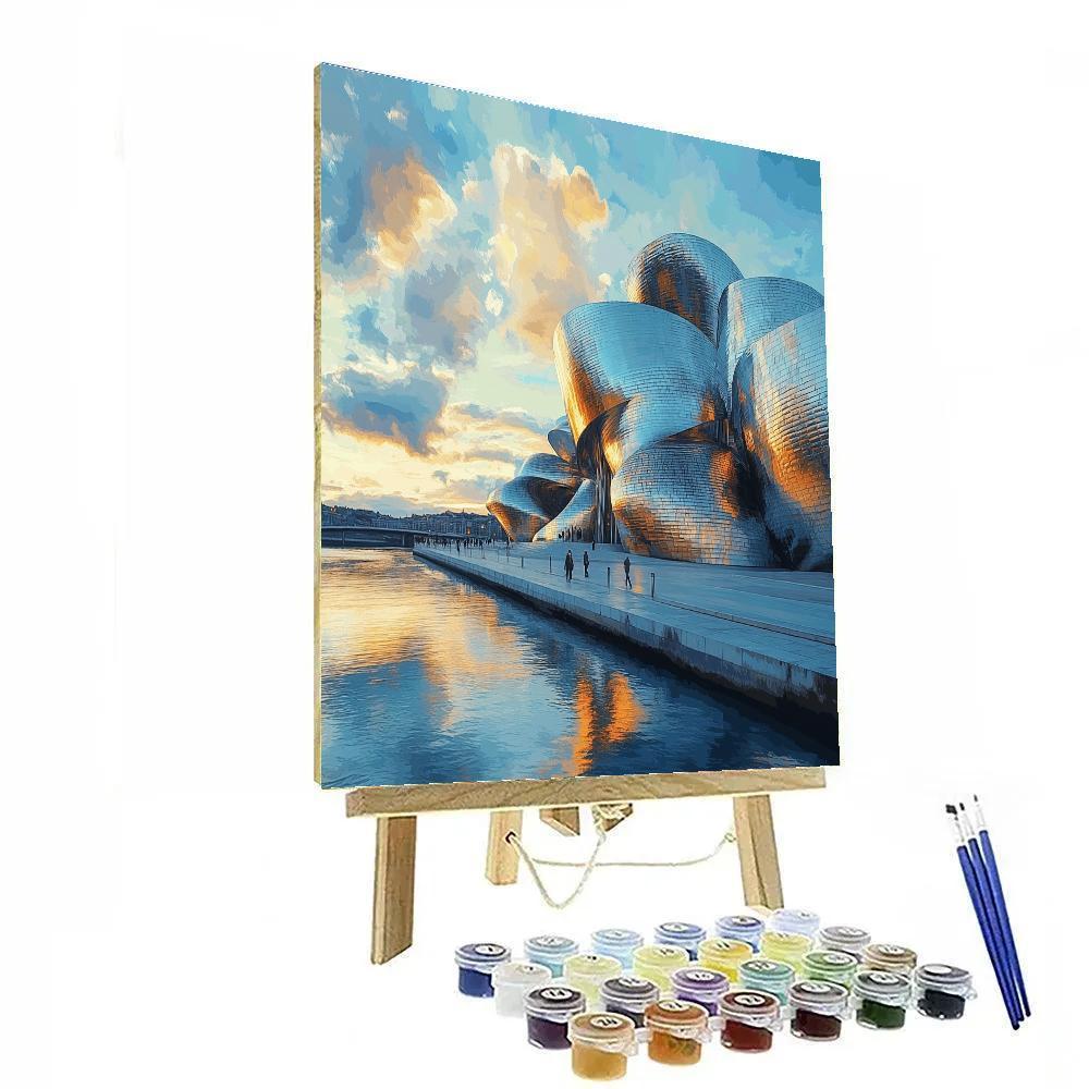 Mirrored Curves Of The Guggenheim Museum Bilbao Spain Painting by numbers kit