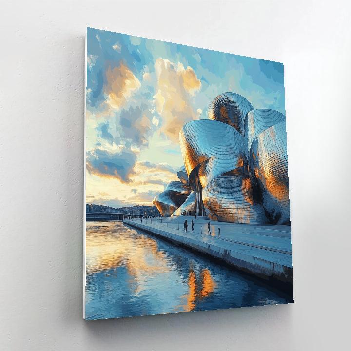 Mirrored Curves Of The Guggenheim Museum Bilbao Spain Painting by numbers kit