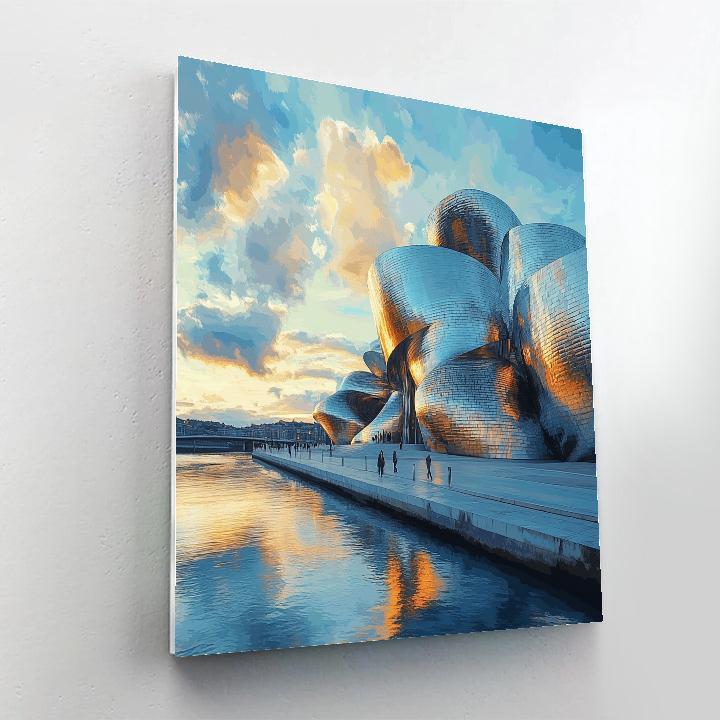 Mirrored Curves Of The Guggenheim Museum Bilbao Spain Painting by numbers kit