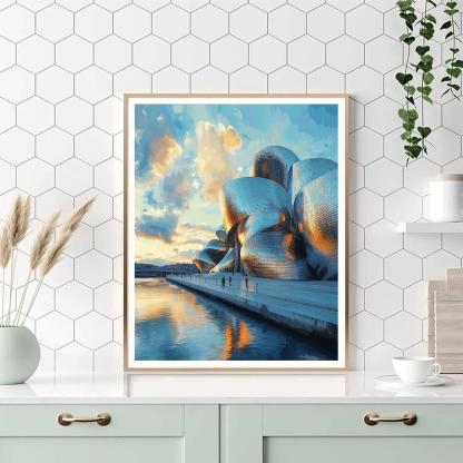 Mirrored Curves Of The Guggenheim Museum Bilbao Spain Painting by numbers kit