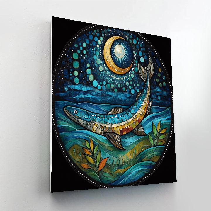 Norval Morrisseau Inspired Sturgeon Of The Moon Tide Currents paint by numbers