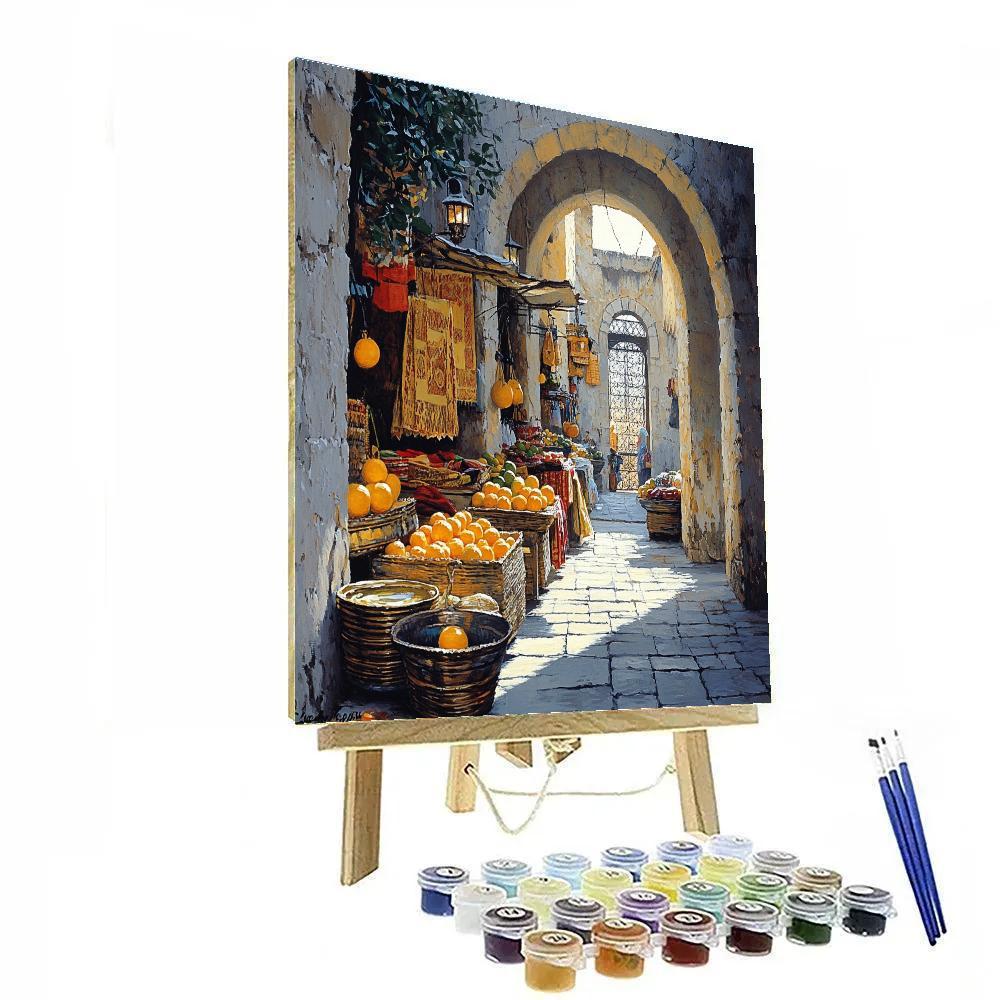 Walled Medina Street Market At Dawn Tunis Tunisia Number painting