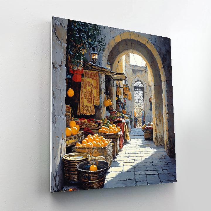 Walled Medina Street Market At Dawn Tunis Tunisia Number painting