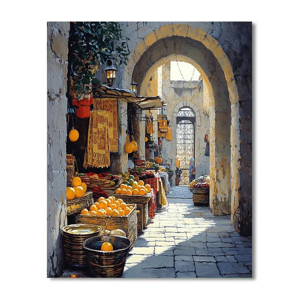 Walled Medina Street Market At Dawn Tunis Tunisia Number painting
