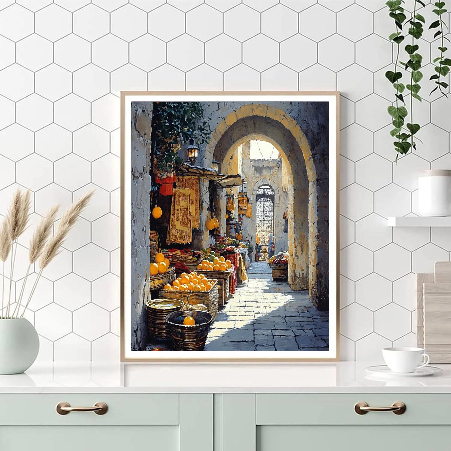 Walled Medina Street Market At Dawn Tunis Tunisia Number painting